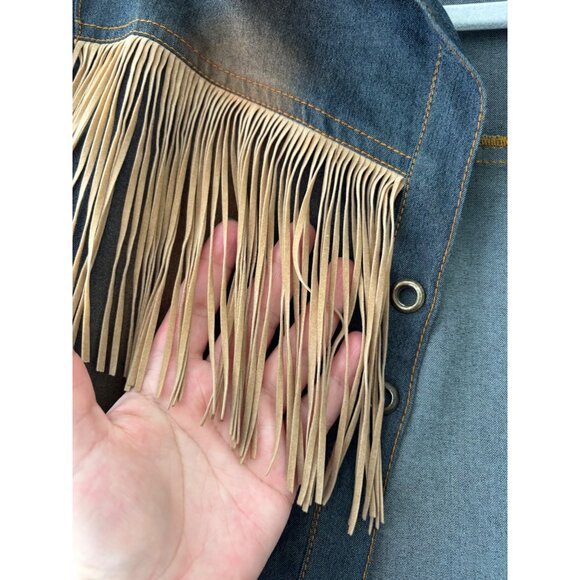 Fairy Brand Western Cowgirl Style Denim Fringe Jacket  - Small - Picture 6 of 12